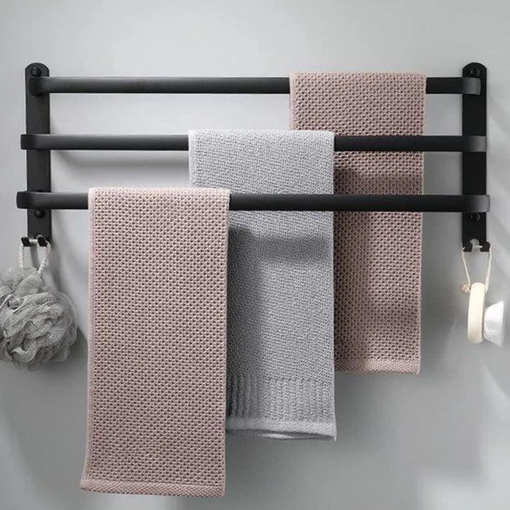 Porte-serviettes 60 cm noir étanche haute qualité finition anti-traces