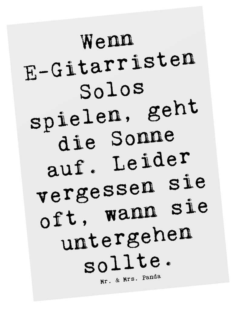 Mr. & Mrs. Panda Postkarte Spruch E-Gitarre Solos - Weiß - Geschenk, Musiker, leidenschaft für Musik, live Auftritte, Lernen, elektrische Gitarre...