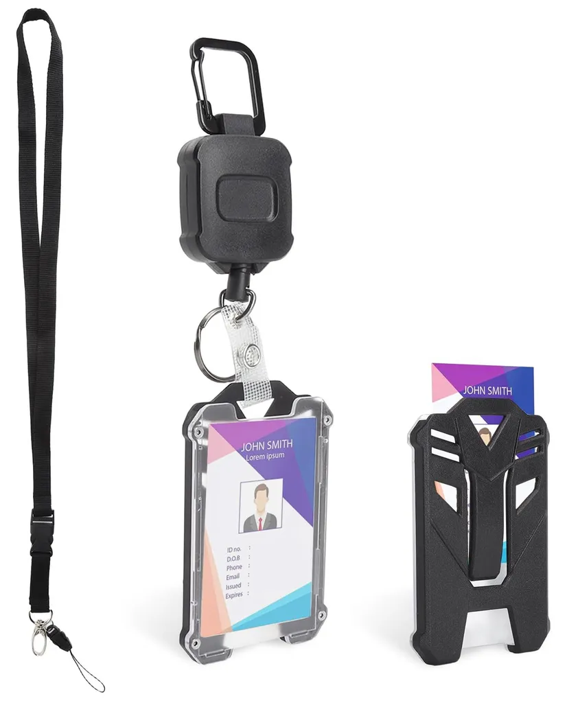 Porte-clés avec cordon sécurité idéal pour badges accès et 5 cartes