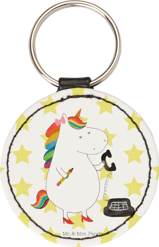 Mr. & Mrs. Panda Schlüsselanhänger Einhorn Sekretärin - Weiß - Geschenk, Unicorn, klein, Bunt, Einhörner, schlüsselring anhänger, Taschenanh...