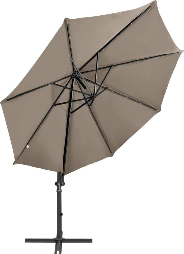 vidaXL Ampelschirm mit LED-Beleuchtung 300 cm Taupe