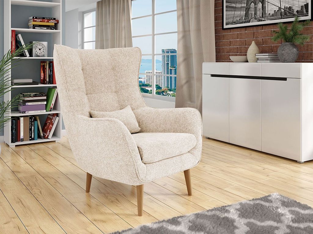 Designové křeslo ušák LEVI - béžové Obrázek produktu 