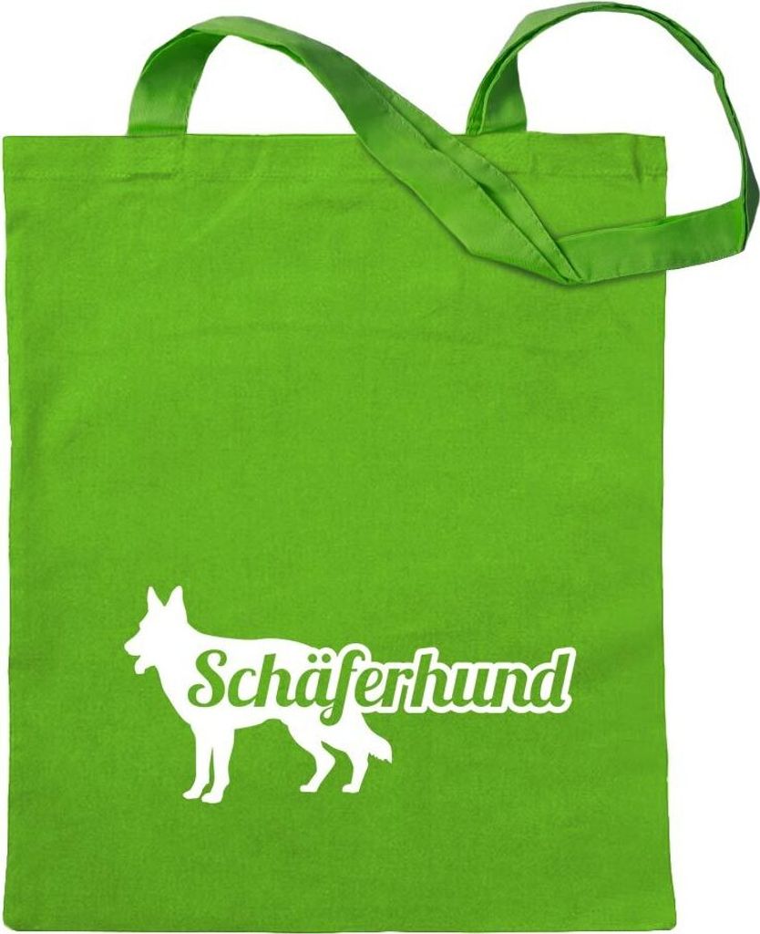 Kiwistar - Baumwolltasche - hellgrün - Schäferhund Hund - Tragetasche Stoffbeutel Umhängetasche Langer Henkel