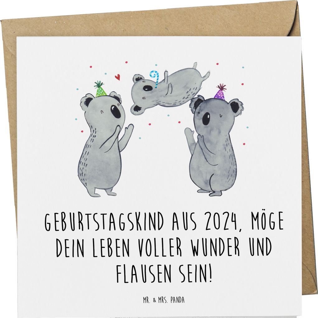 Mr. & Mrs. Panda Grußkarte 2024 Geburtstag - Weiß - Geschenk, Geburtstagsgeschenk, Klappkarte, Geburtstagskind, einzigartige Illustrationen, dopp...