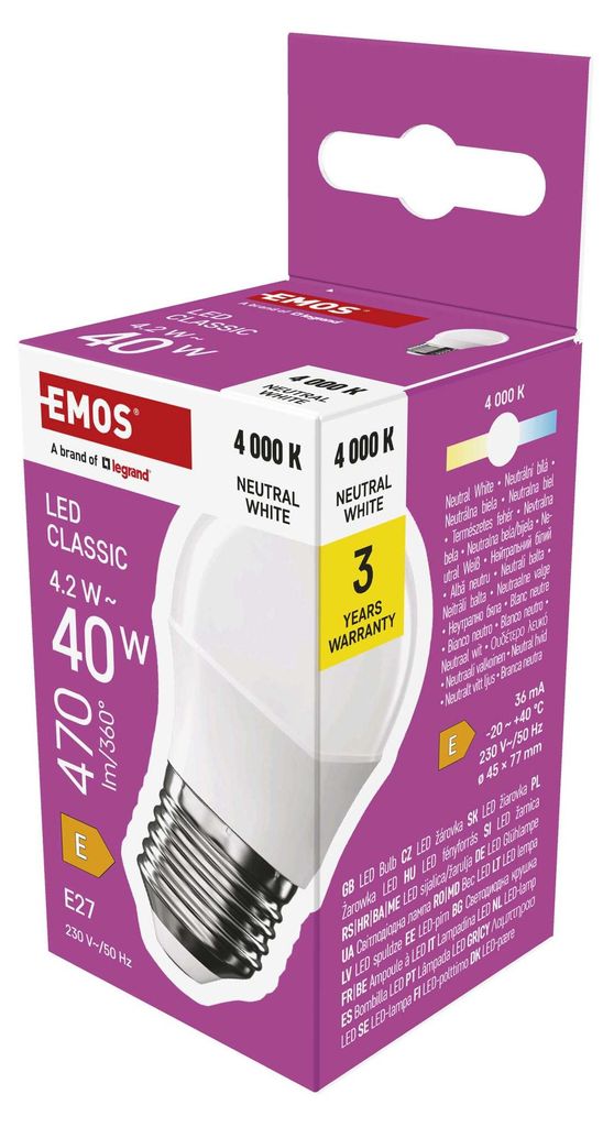 LED Lampe Classic Mini Globe / E27 / 4,2 W (40 W) / 470 lm / Neutral Weiß