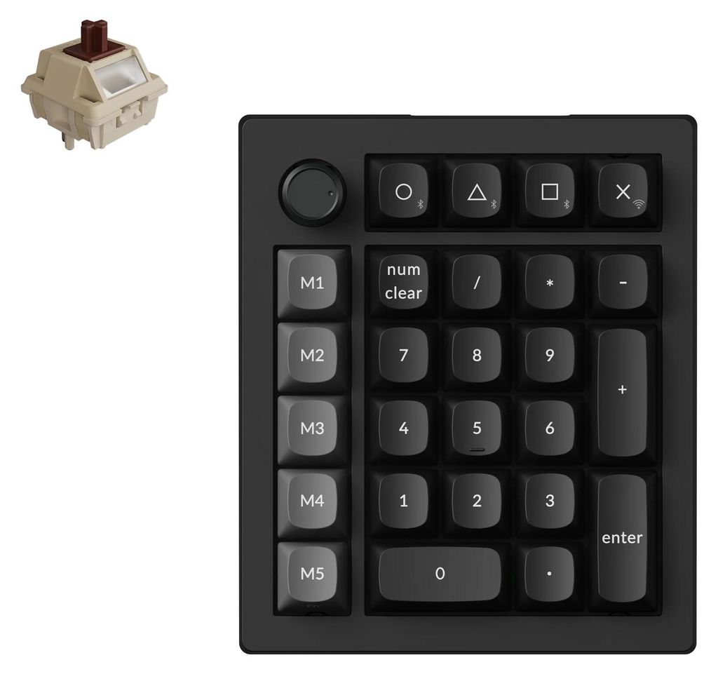 Keychron V0 Ultra 8K Kabellose Mechanische Tastatur Numpad NumberPad Ziffernblock QWERTY US Fully Assembled Knob / Black / Keychron Silk POM Switch...