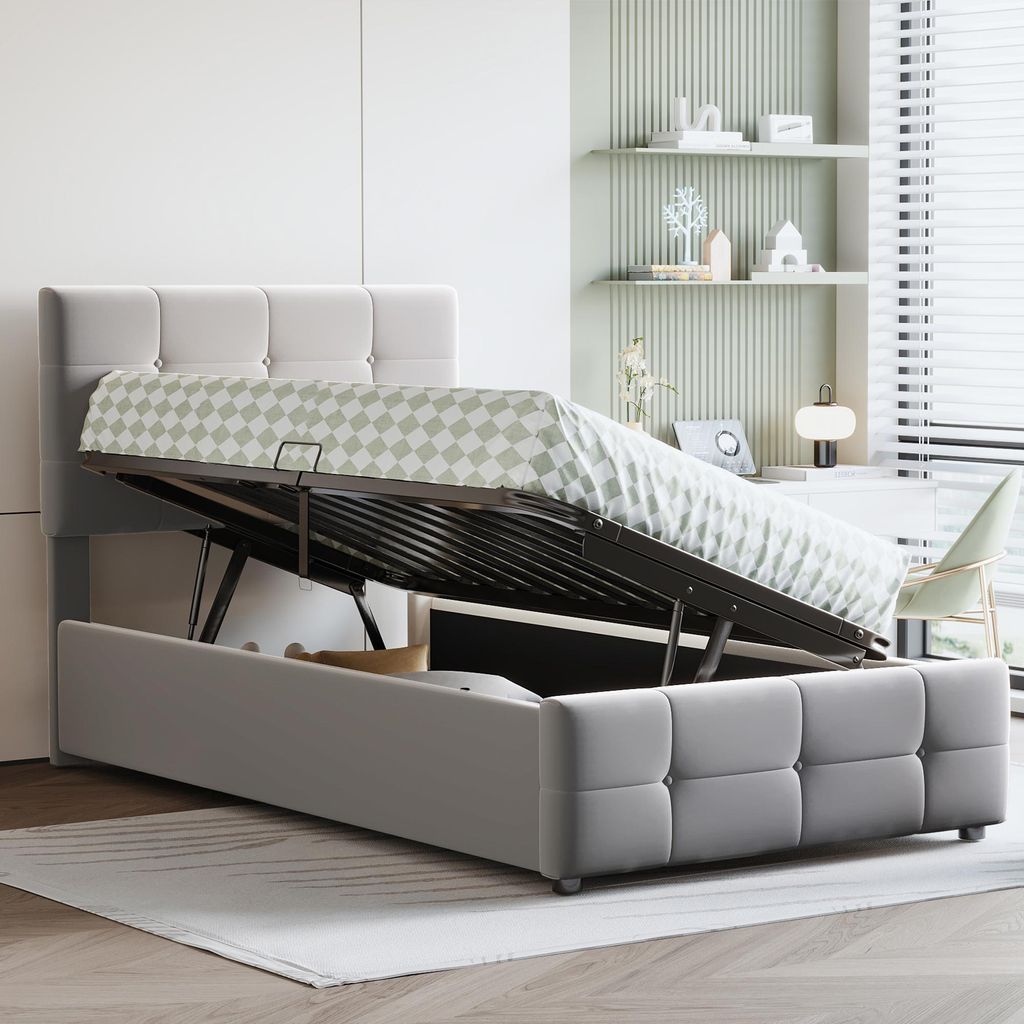 Lit rembourré Merax 90x200 cm avec repose-tête réglable en Image du produit 