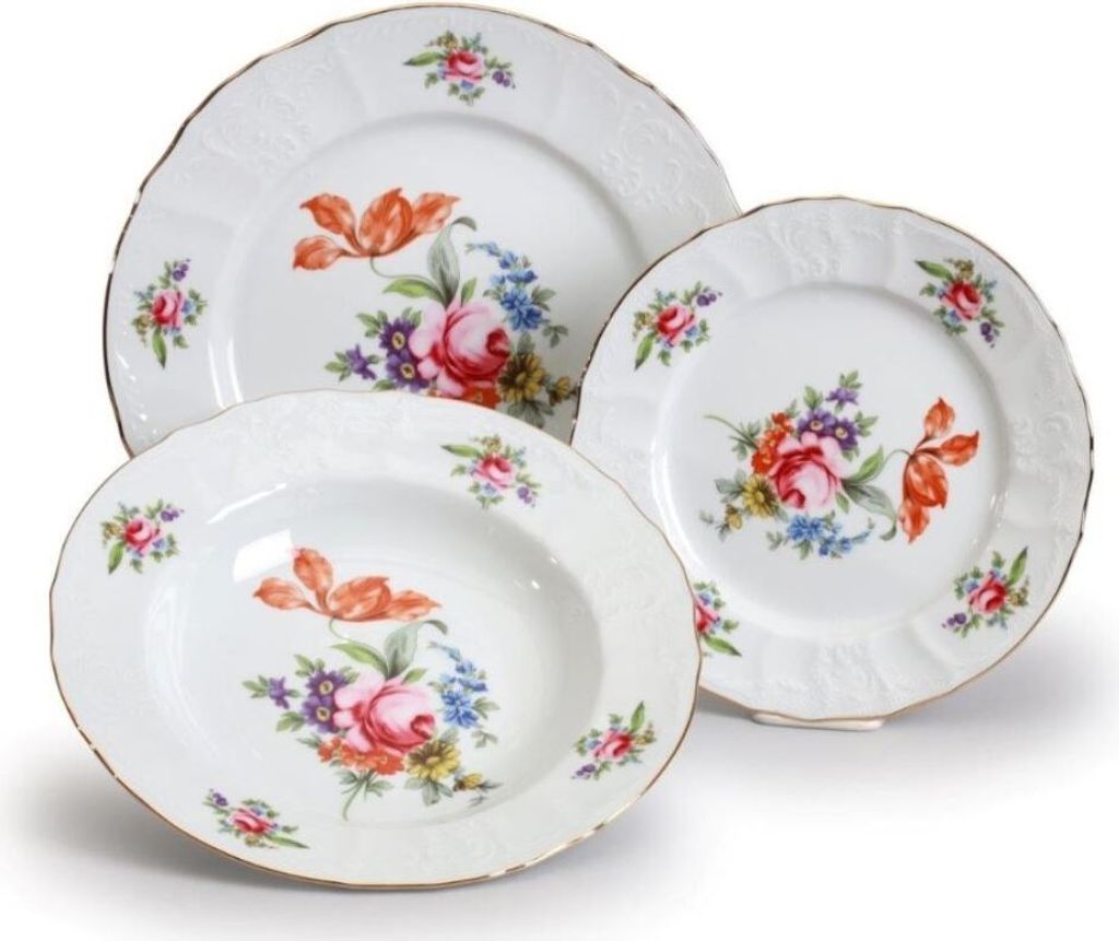 Thun 1794 Bernadotte, Tellersatz, Porzellan, Gartenblumen, Produktbild 