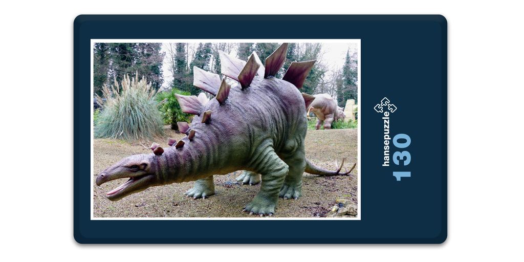 hansepuzzle 18536 - Stegosaurus Puzzle, 130 Teile, Orte, 28,7 x 20,0cm mit hochwertiger Aufbewahrung, Kartonbox und wiederverschließbarem Beutel