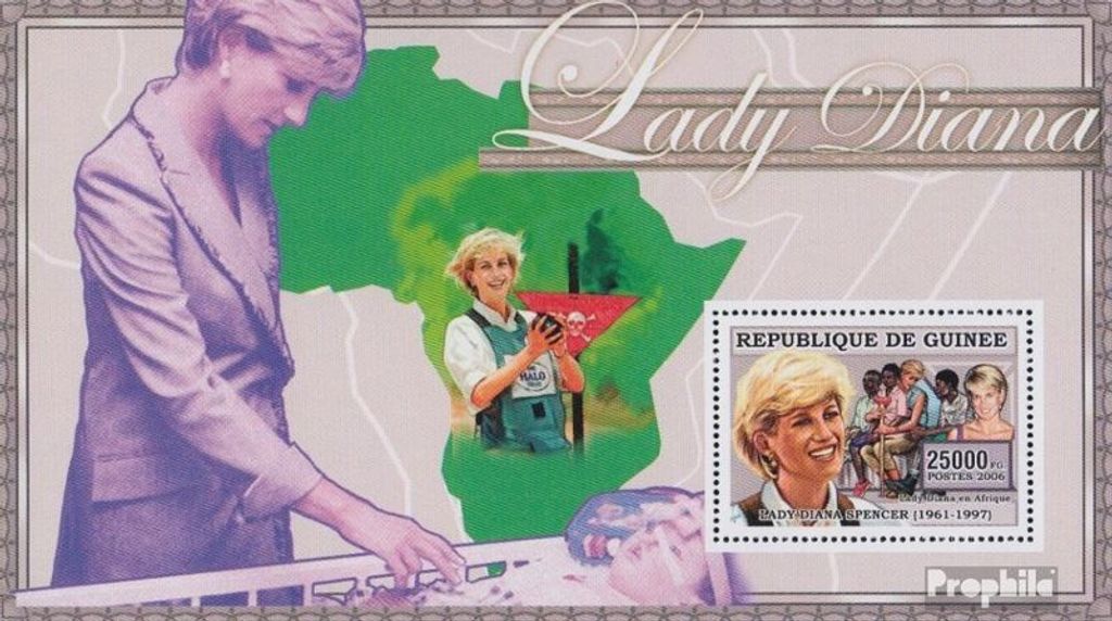 Briefmarken Guinea 2006 Mi Block 1021 (kompl. Ausgabe) postfrisch Diana