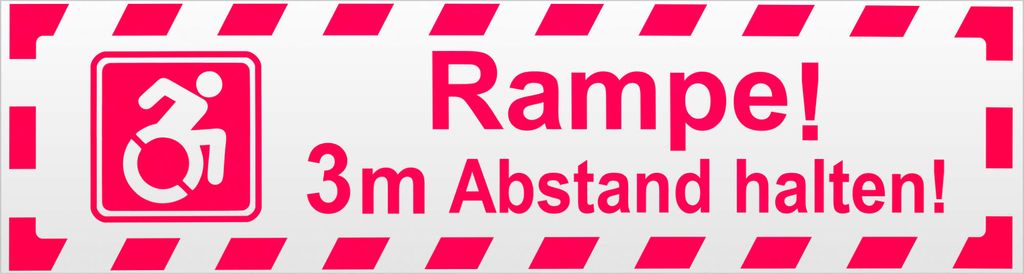 Kiwistar Rampe! Motiv 3m Abstand gestreift Magnetschild Schild magnetisch - 30cm Neonpink - Magnetfolie für Auto PKW Kfz
