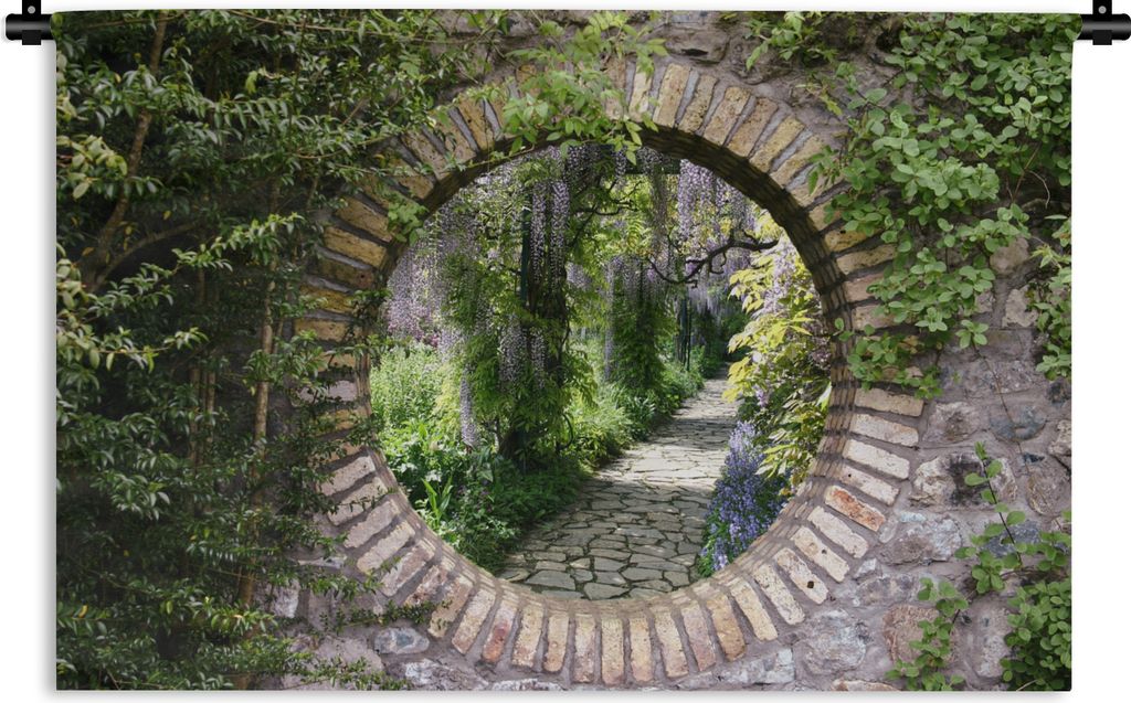 MuchoWow Wandteppich Wandbehang Wald - Steine - Durchblick - Pfad 90x60 cm Tapisserie Dekoration Wandtuch - Wandskulpturen - Bildteppich