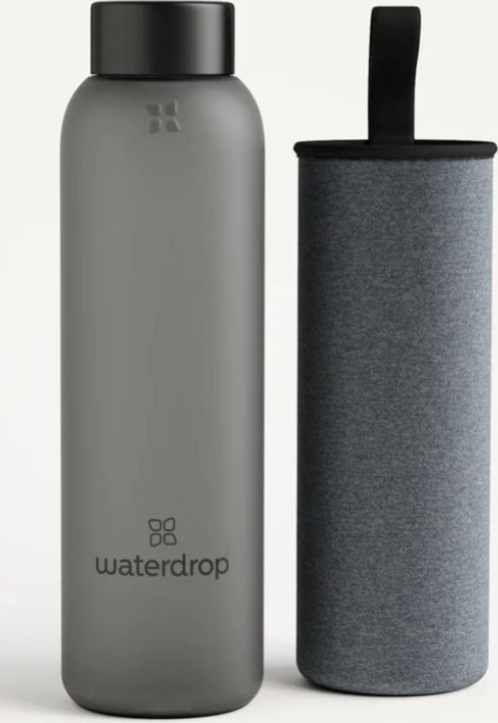 Sklenená fľaša na vodu Waterdrop, čierna, 600 ml Obrázok produktu 