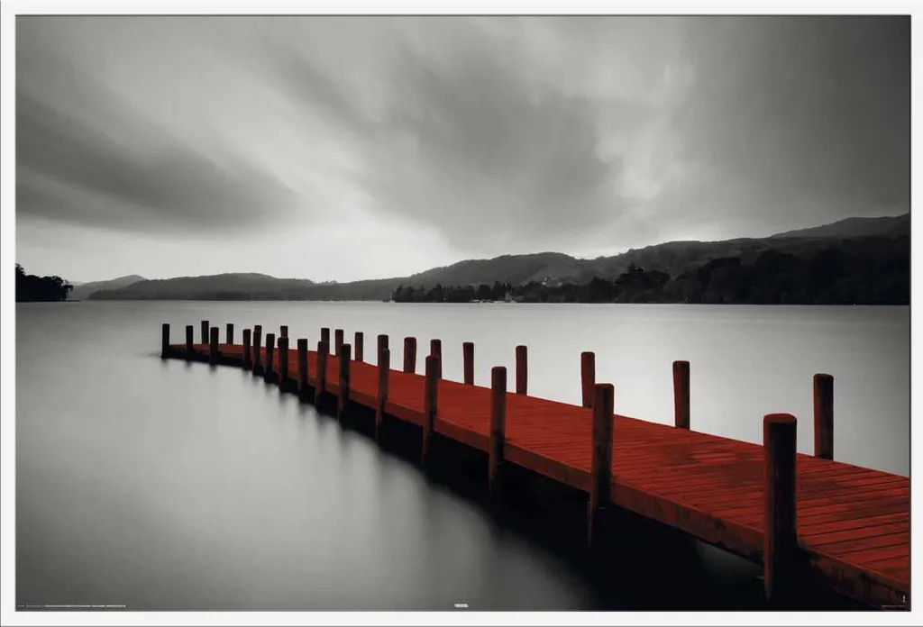 Affiche Jetty Ponton Rouge - Cadre Blanc Shinsuke Maxi 61x91,5 cm