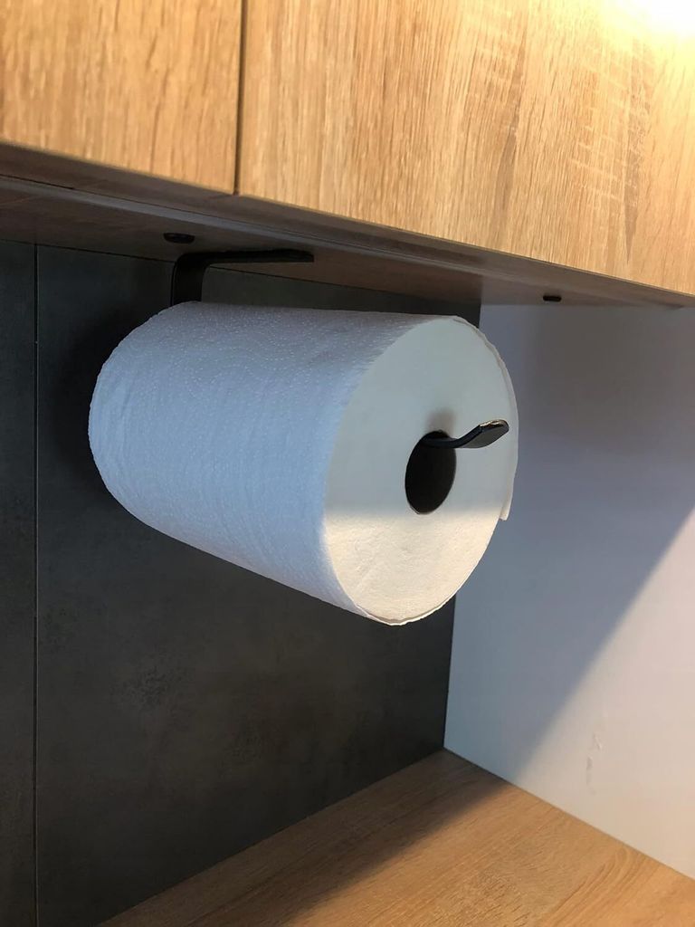 Küchenrollenhalter Schwarz 28 cm Selbstklebend - Praktisch Rollenhalter ohne Bohren - Paper Towel Holder