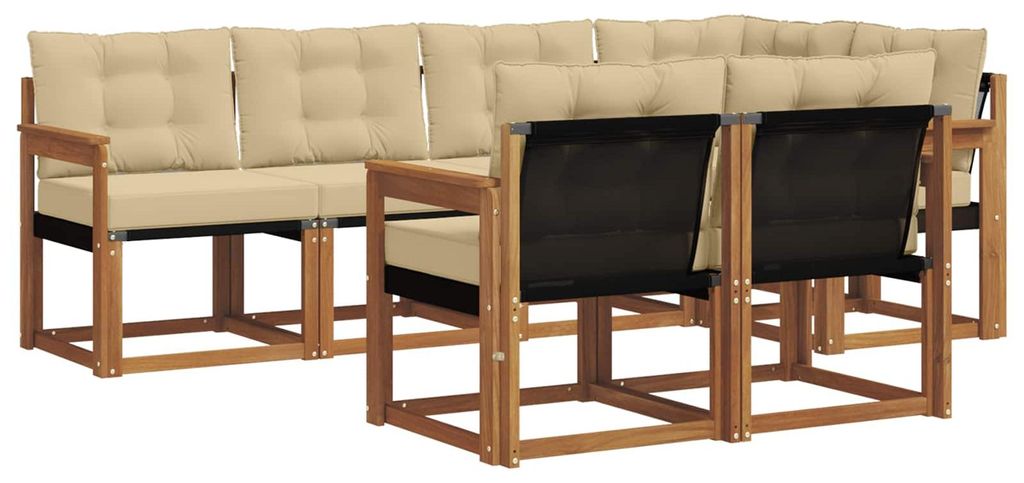 vidaXL Outdoor-Sofagarnitur mit Kissen 7 pcs Natur und Beige