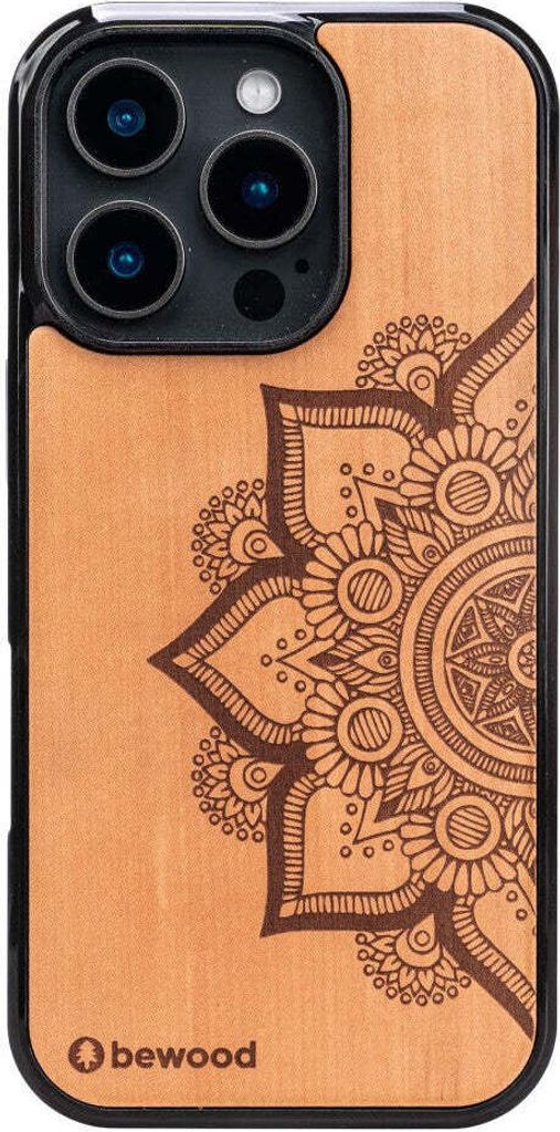 Holzhülle für iPhone 16 Pro, Bewood Apfelbaum Mandala
