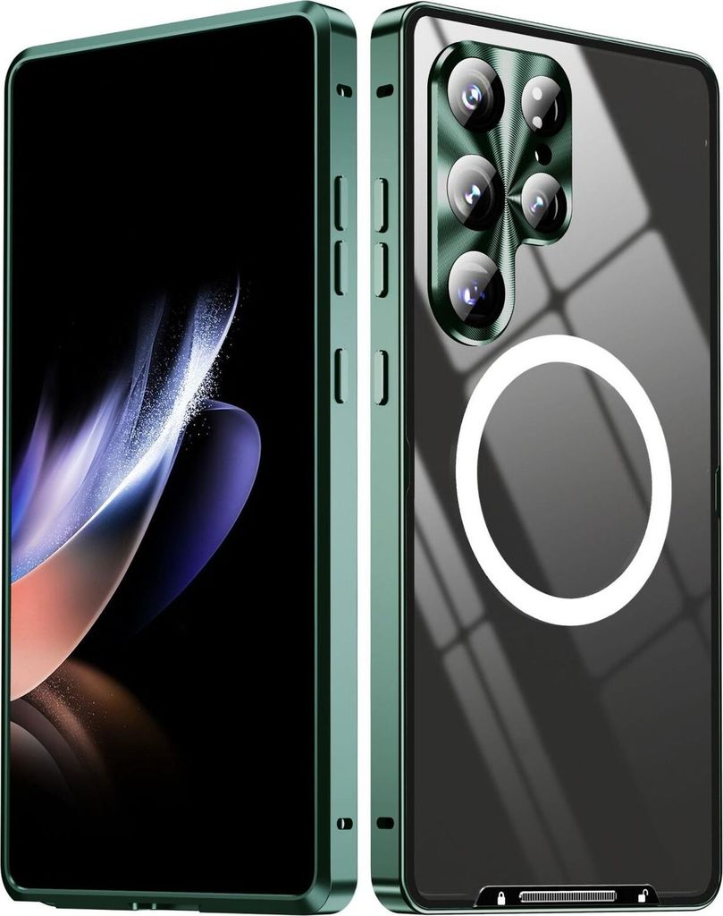 Für Samsung Galaxy S25 Ultra 5G Magnetische Magsafe Frosted Metall Design Schutz Hülle Cover Grün