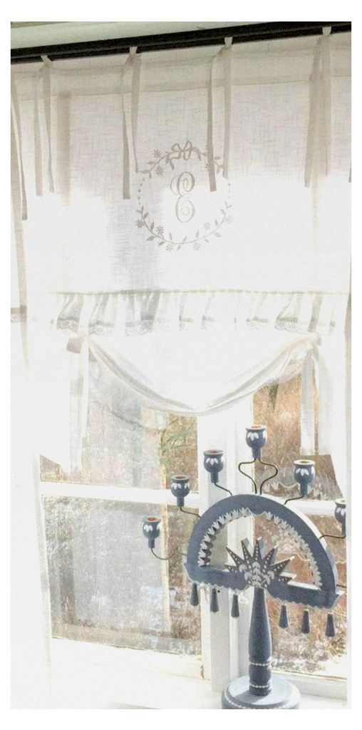 Raffgardine Crystal NY 140x90 cm B x L(H) Scheibengardine für die Küche mit Vintage Bandaufhängung