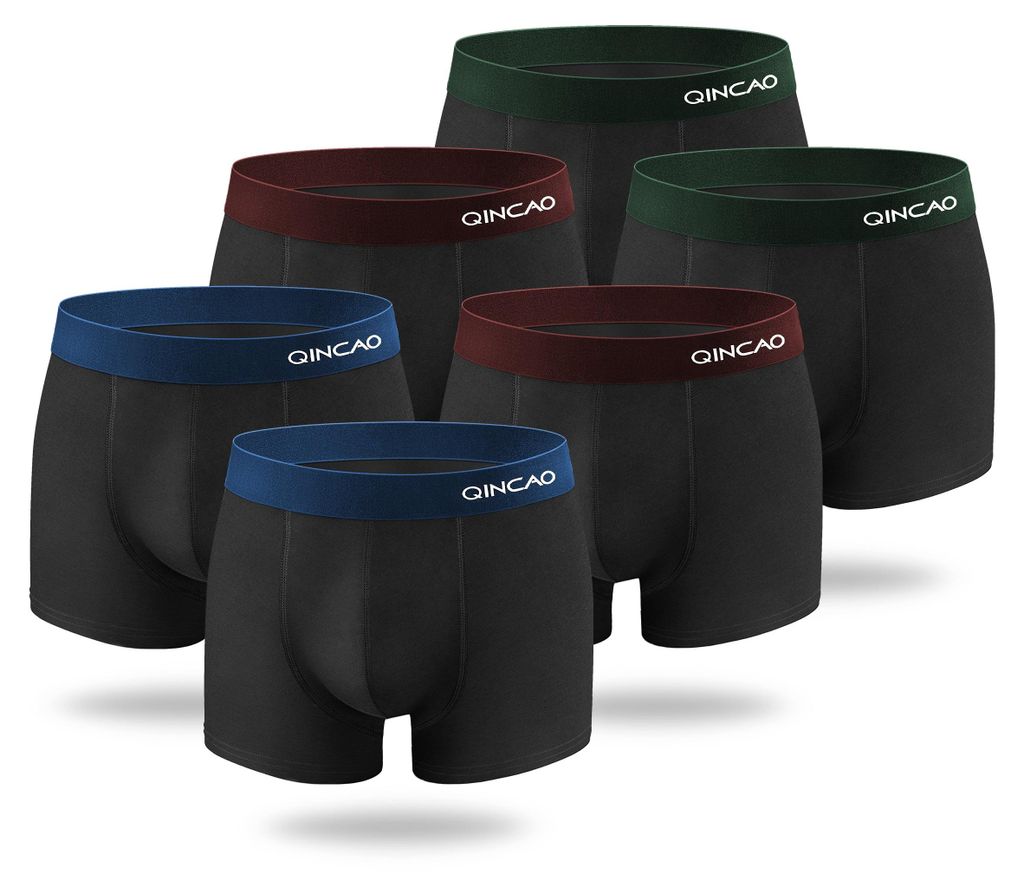 Qincao Männer-Black-Mix 6er Boxershorts