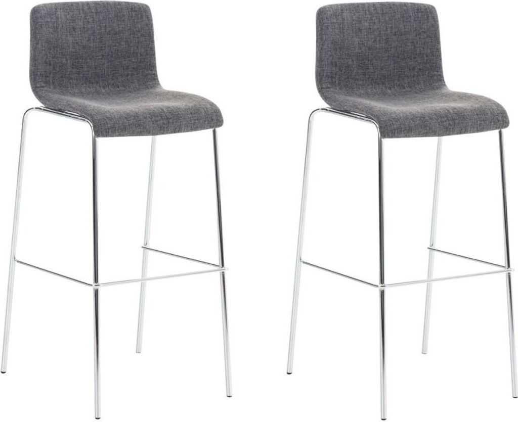 2er Set Barhocker Hoover Stoff 4-Fuß Gestell chrom hellgrau