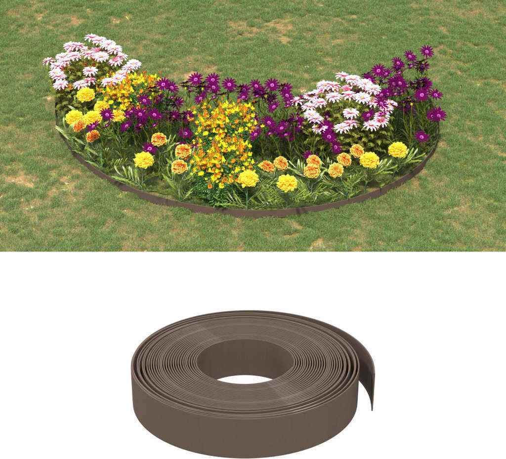 Design Rasenkanten 5 Stk. Braun 10 m 10 cm Polyethylen, Beeteinfassungen 2024 Neu
