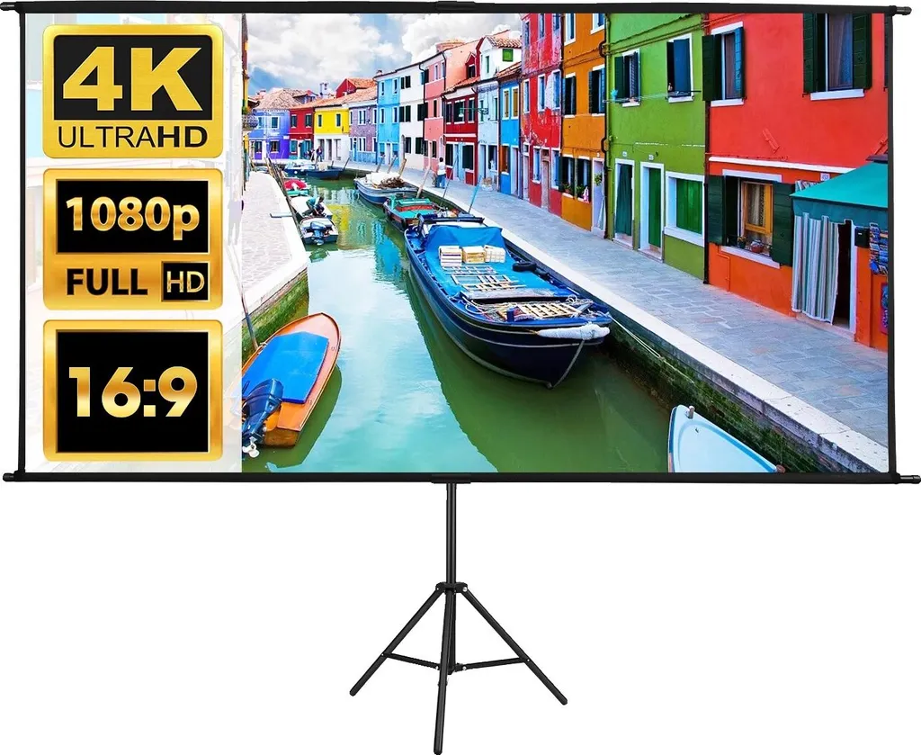 Écran de projection design portable 100 pouces 4K HD avec toile anti-pliure