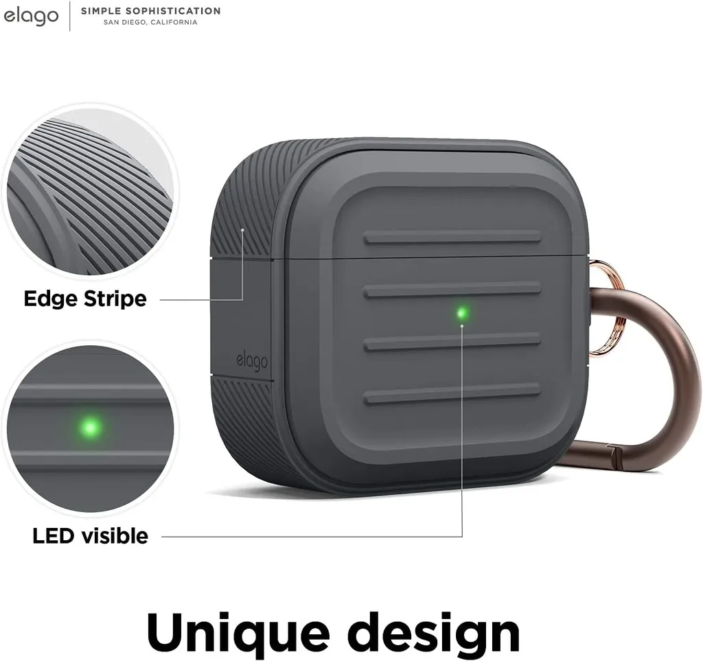 Elago Armor Case AirPods 3 Dark Grey - Custodia Rugged con Gancio - 10