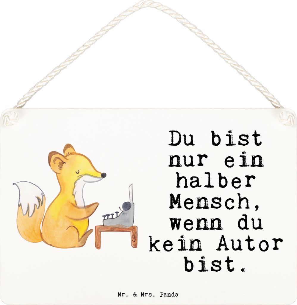 Mr. & Mrs. Panda Schild Autor Herz DIN A6 - Weiß - Produktbild 