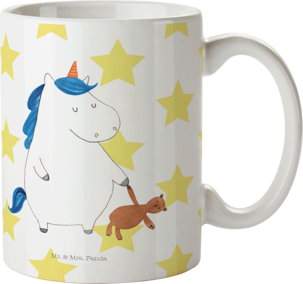Mr. & Mrs. Panda Tasse mit Motiv Einhorn Teddy - Weiß - Geschenk, Henkelpott, Einhörner, Träumen, Gute Nacht, Keramiktasse, Freundin, Spruch, Tr...