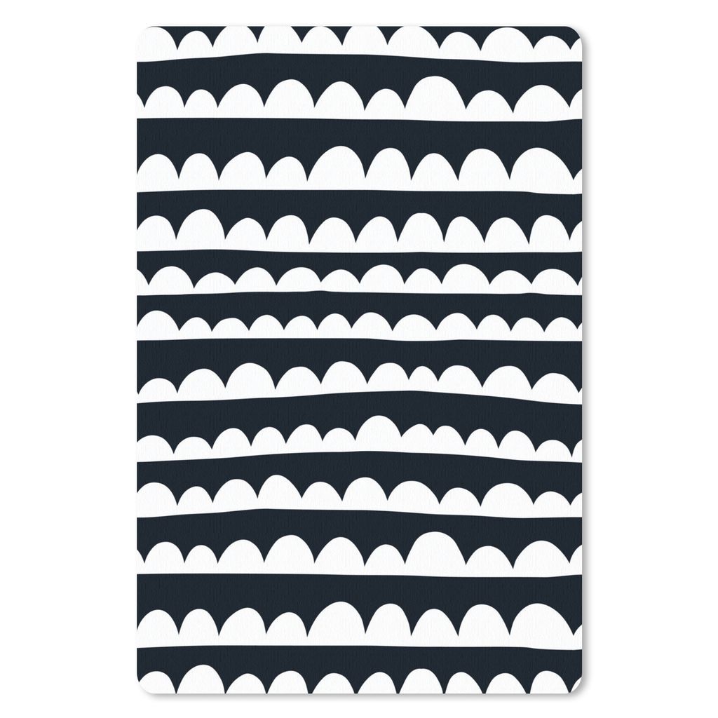 MuchoWow Mauspad Mousepad Muster - Rund - Schwarz - Weiß 40x60 cm - Mousepads - Maus Mat - Pad - Mausunterlage - Schreibtisch Accesoire