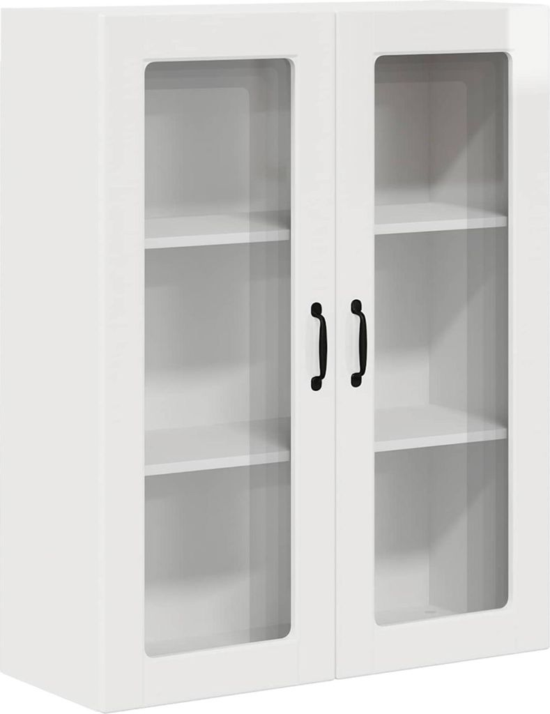 vidaXL Wandglas-Schrank PORTO Hochglanz Weiß 80 x 31 x 100 cm