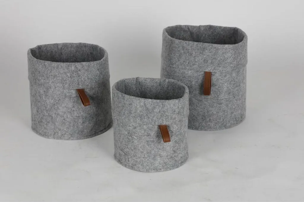 Set de 36 Corbeilles en Feutre Gris Anthracite - Design Rond Robuste