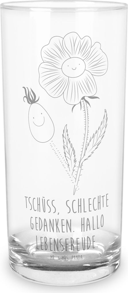 Mr. & Mrs. Panda Tumbler Blume Hagebutte 400 ml - Transparent - Geschenk, Longdrinkglas, Glas, Schlechte Gedanken, Cocktailglas, Lebensfreude, Gart...