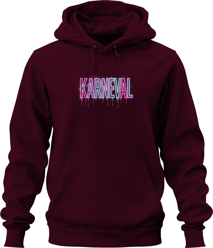 Karneval Neon bunt Fasching Kostüm Party Köln Karnevalsfan Uni Hoodie Kapuzenpullover, Burgundy, L