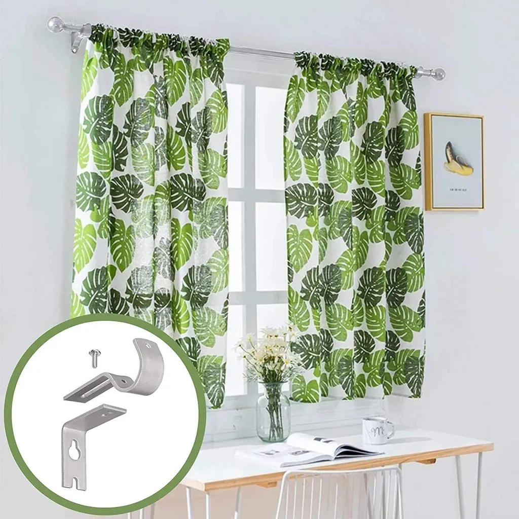 Tringle à rideaux ajustable sans découpe - Métal argent 76 cm à 369 cm