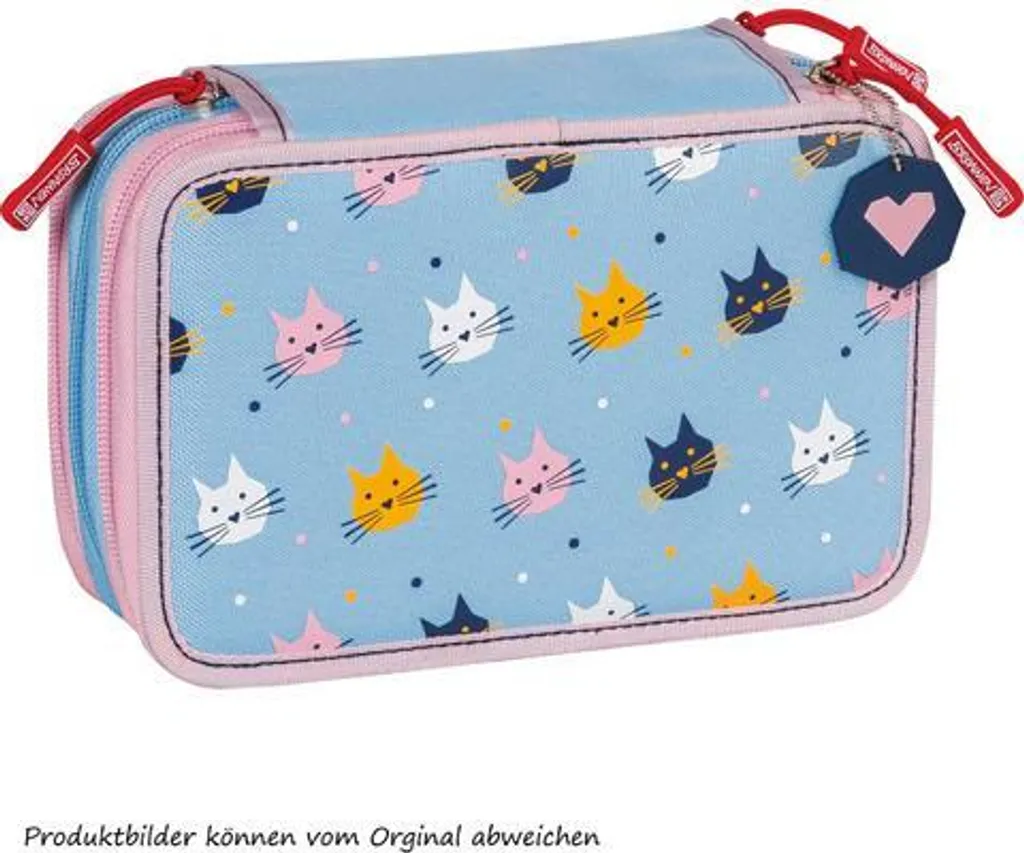 Trousse à crayons motif Chats bleu clair avec fermeture robuste - 3
