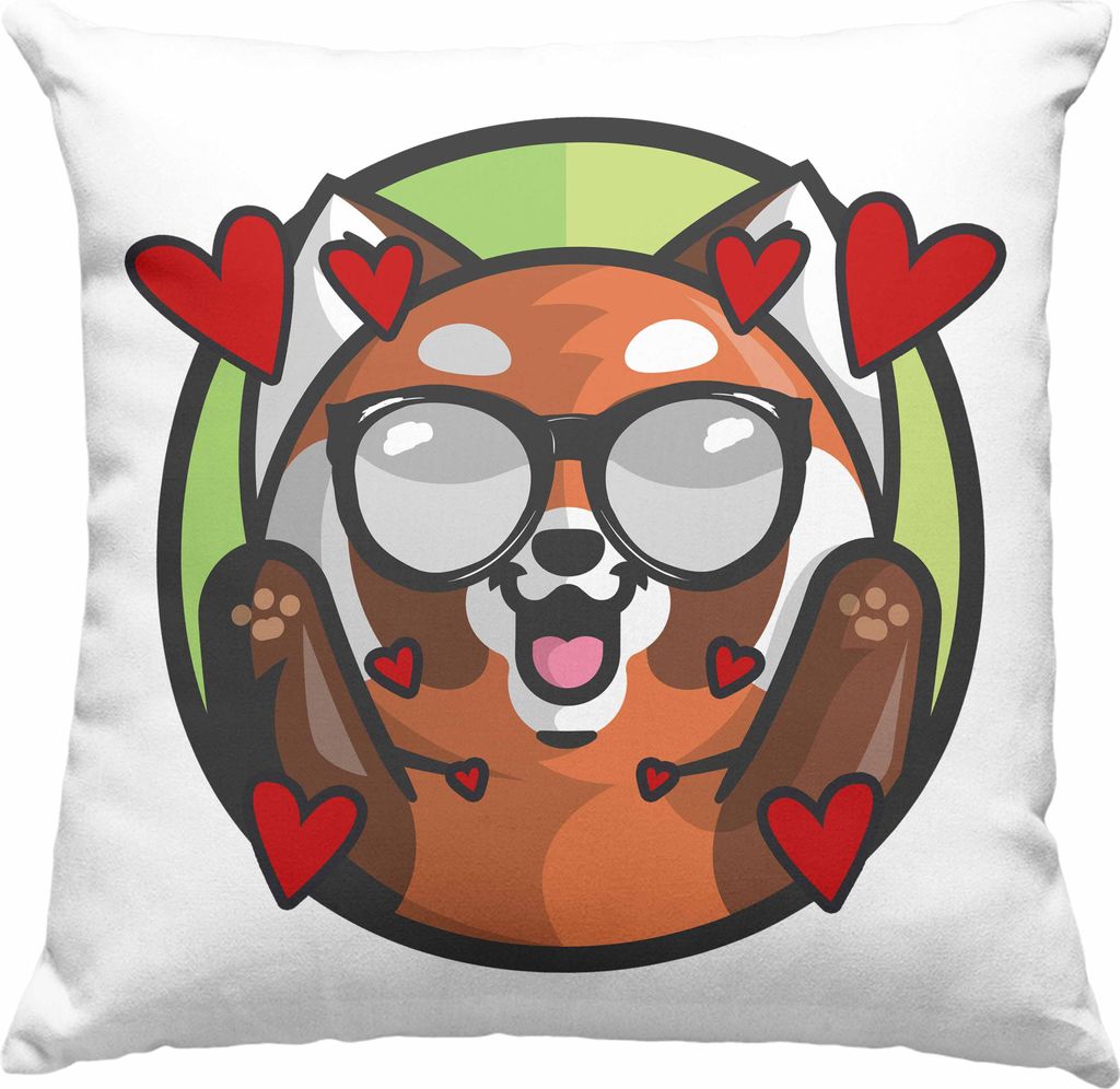 Trendation - Love Panda Deko-Kissen mit Füllung 40x40 Kinder Geschenkidee für Jungs Mädchen Lustige Grafik Jungen (Blau)