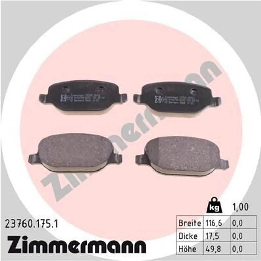 Plaquettes de frein Zimmermann 23760.175.1 : Endurance et silence Alfa