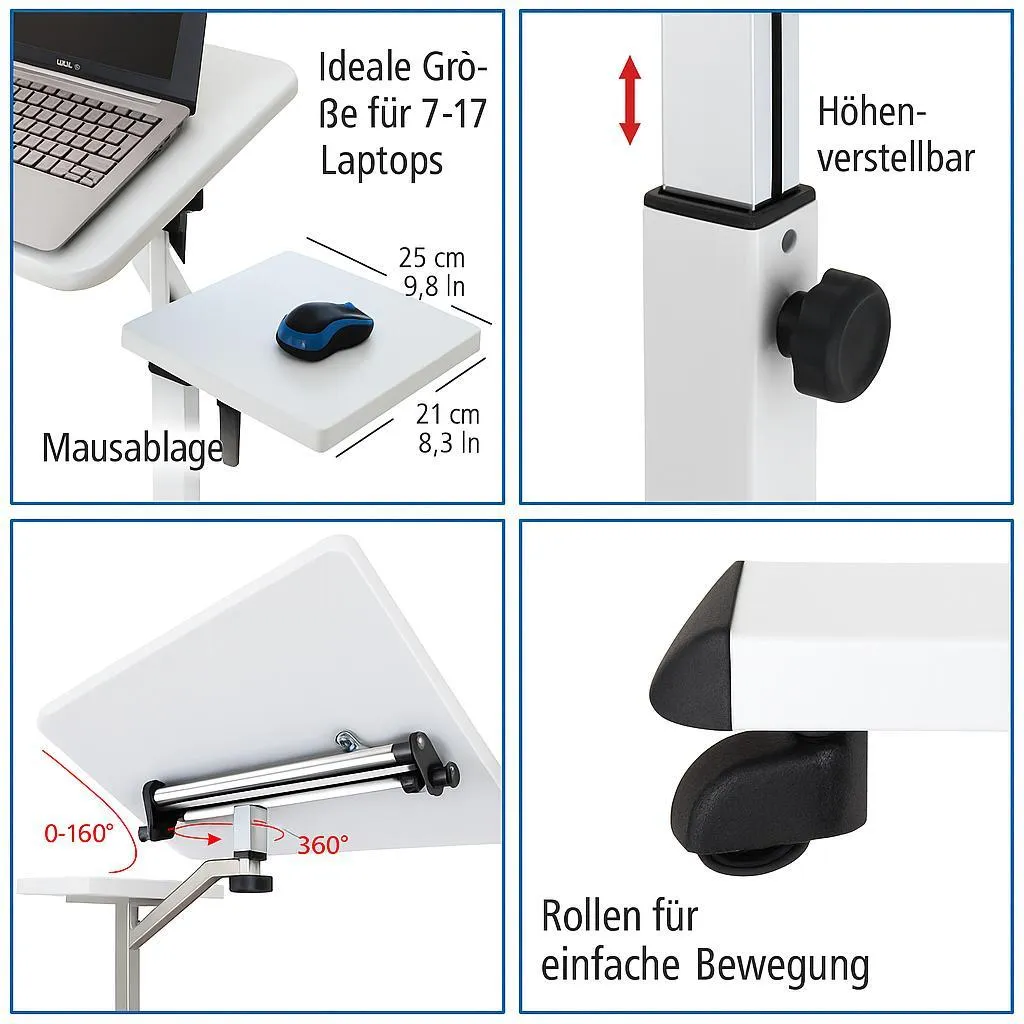 Table de lit pour ordinateur portable Tatkraft support inclinable blanc