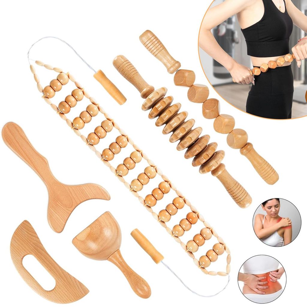 6-teiliges Holztherapie-Massagegerät, Massagegerät zur Produktbild 