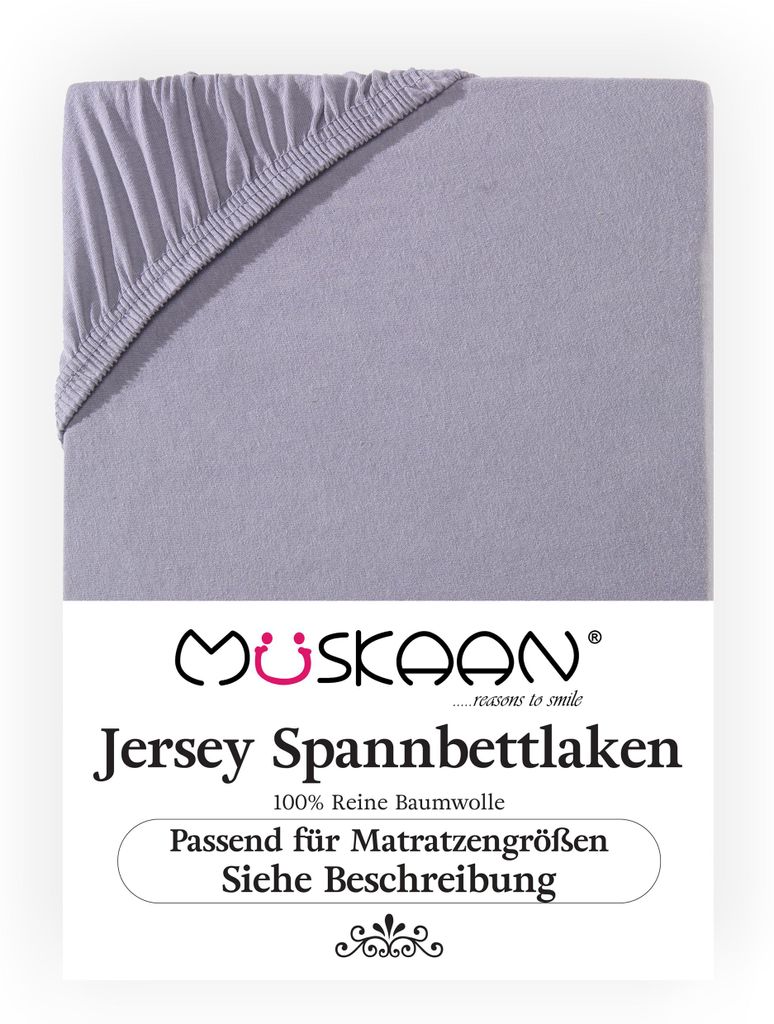 Müskaan Jersey Spannbettlaken 90x200cm - 100x200cm grau bis Produktbild 