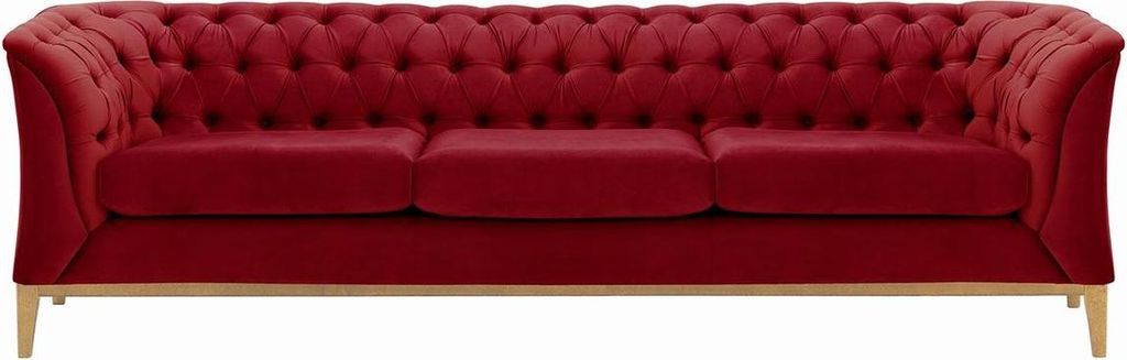 Dreisitzer-Sofa Chesterfield Modern Wood aus medizinischem Schaumstoff-Velluto 7-like oak