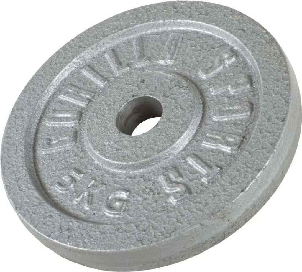 GORILLA SPORTS Hantelscheiben - 5 kg Gewichte, 30/31 mm, Gusseisen, Silber - Gewichtsscheiben, Bumper Plates