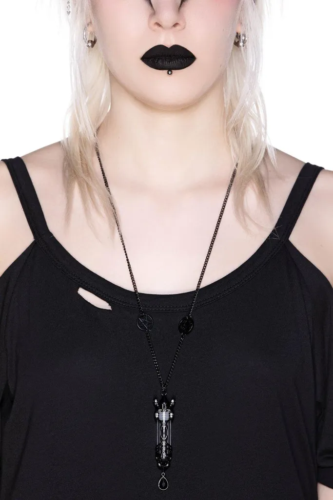 Collana Killstar Ophelia Vial Black - Must-Have Gothic Jewelry