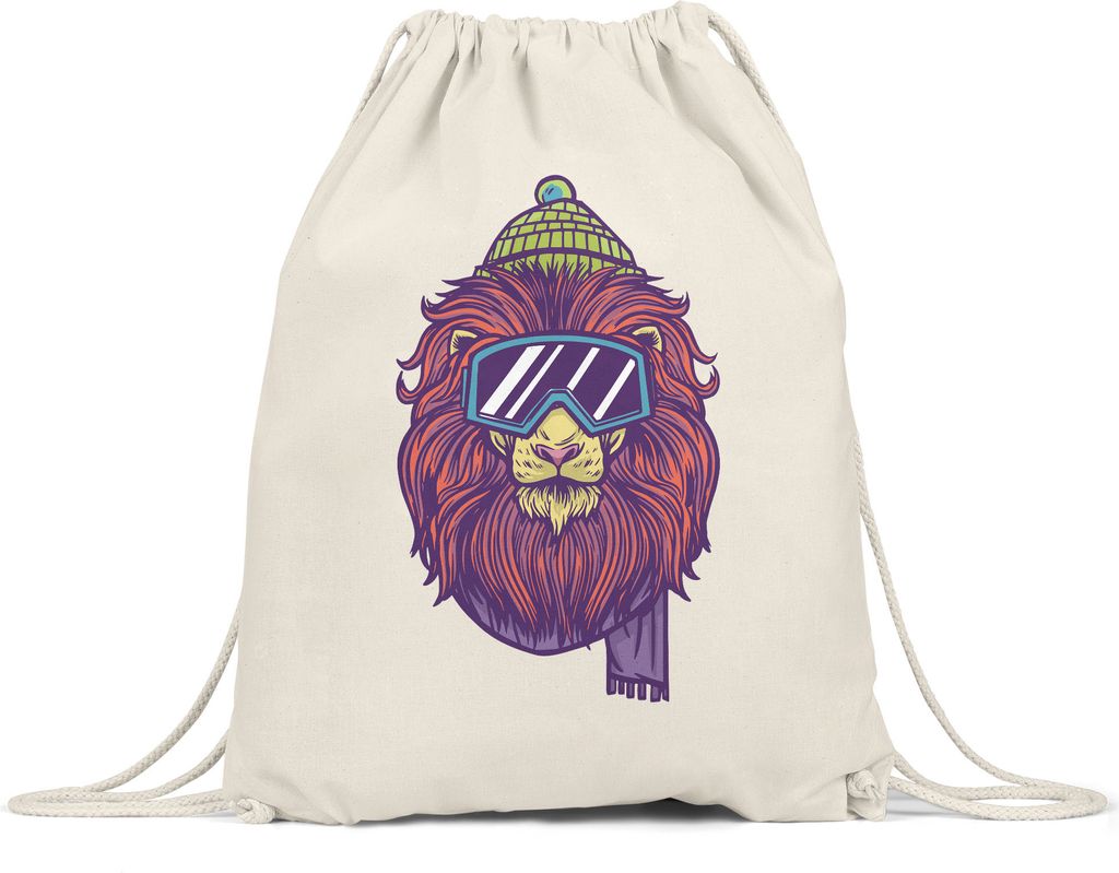 Ski Löwe Turnbeutel Gymsack Skifahrer Skibrille Skifahrerin Wintersport Ski Skipiste Sport Bewegung Skifahren Skilift