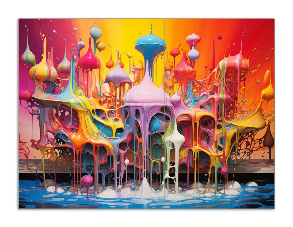 Wallario Herdabdeckplatte aus Glas, Größe 70 x 52 cm 2-teilig, Motiv Farbenfroher Palast