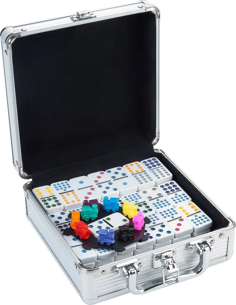 Mexican Train Double 12 Longfield - Jeu de Domino en Valise Aluminium