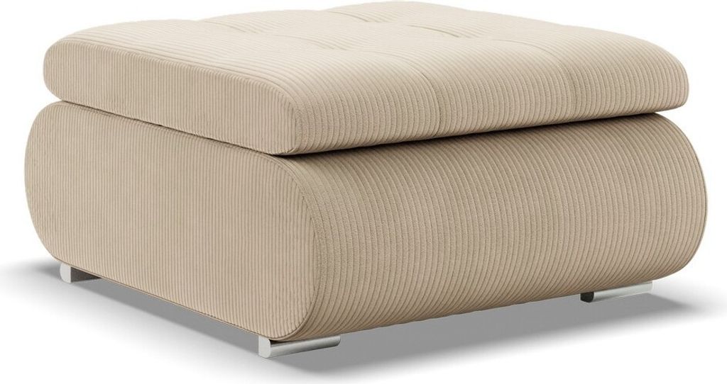Pouffe-Fußhocker mit stauraum, wohnzimmer Sitzpouf 88x70cm, Beige