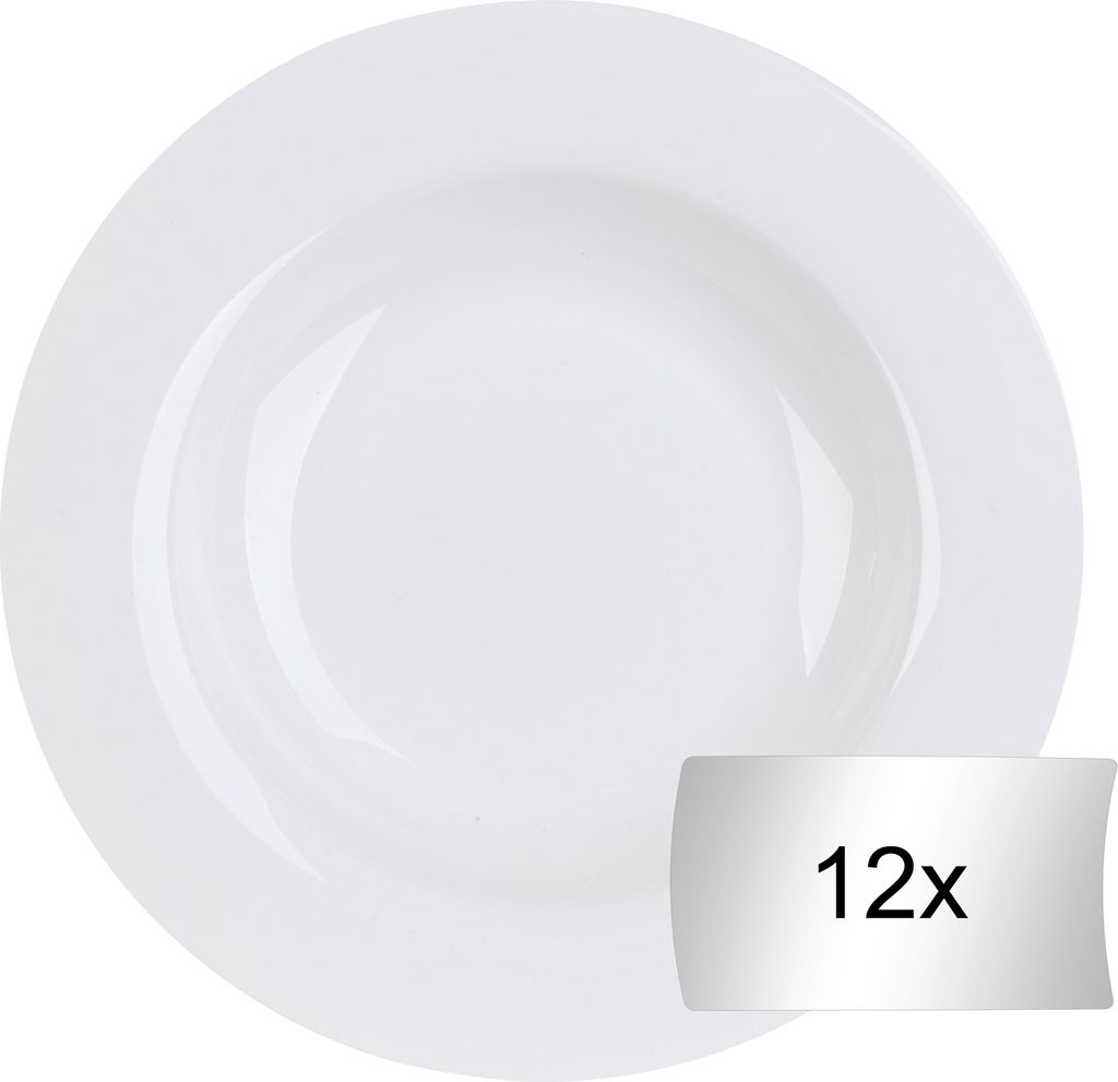 Suppenteller - Weiß - Ø 21,5 cm - Bone China - 12er Set